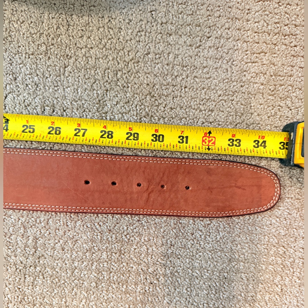 Vintage Genuine Brown Leather Belt with Blue Stone Accent made in Italy ๐ฎ๐น - Picture 9 of 9
